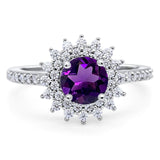 Art Deco Round Natural Stone Floral Ring