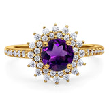 Art Deco Round Natural Stone Floral Ring