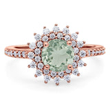 Art Deco Round Natural Stone Floral Ring