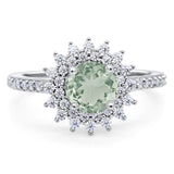 Art Deco Round Natural Stone Floral Ring