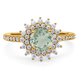 Art Deco Round Natural Stone Floral Ring