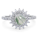 Art Deco Round Natural Stone Floral Ring