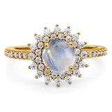 Art Deco Round Natural Stone Floral Ring