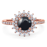 Art Deco Round Natural Stone Floral Ring