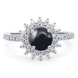 Art Deco Round Natural Stone Floral Ring