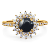 Art Deco Round Natural Stone Floral Ring