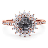 Art Deco Round Natural Stone Floral Ring