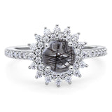 Art Deco Round Natural Stone Floral Ring