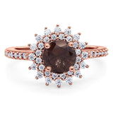 Art Deco Round Natural Stone Floral Ring