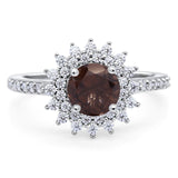 Art Deco Round Natural Stone Floral Ring