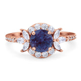 Vintage Style Round Natural Stone Flower Ring