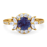 Vintage Style Round Natural Stone Flower Ring