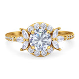 Vintage Style Round Natural Stone Flower Ring