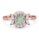 Vintage Style Round Natural Stone Flower Ring