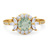 Vintage Style Round Natural Stone Flower Ring