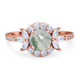 Vintage Style Round Natural Stone Flower Ring