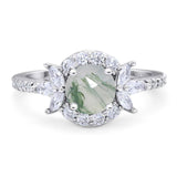 Vintage Style Round Natural Stone Flower Ring