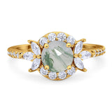 Vintage Style Round Natural Stone Flower Ring