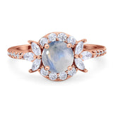 Vintage Style Round Natural Stone Flower Ring