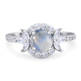 Vintage Style Round Natural Stone Flower Ring