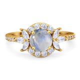 Vintage Style Round Natural Stone Flower Ring