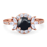 Vintage Style Round Natural Stone Flower Ring