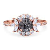 Vintage Style Round Natural Stone Flower Ring