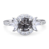 Vintage Style Round Natural Stone Flower Ring