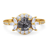 Vintage Style Round Natural Stone Flower Ring