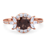 Vintage Style Round Natural Stone Flower Ring