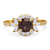 Vintage Style Round Natural Stone Flower Ring