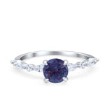 Petite Dainty Round Lab Alexandrite Ring 925 Sterling Silver