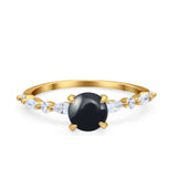 Petite Dainty Round Natural Stone Ring