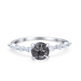 Petite Dainty Round Natural Stone Ring