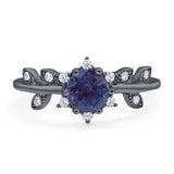 Art Deco Round Natural Stone Floral Ring