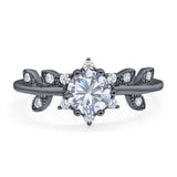 Art Deco Round Natural Stone Floral Ring