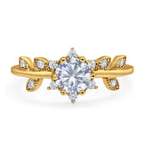 Art Deco Round Natural Stone Floral Ring