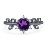 Art Deco Round Natural Stone Floral Ring