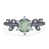 Art Deco Round Natural Stone Floral Ring