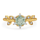 Art Deco Round Natural Stone Floral Ring