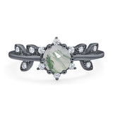 Art Deco Round Natural Stone Floral Ring