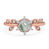 Art Deco Round Natural Stone Floral Ring