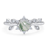 Art Deco Round Natural Stone Floral Ring