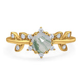 Art Deco Round Natural Stone Floral Ring