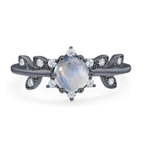 Art Deco Round Natural Stone Floral Ring