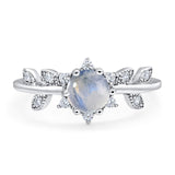 Art Deco Round Natural Stone Floral Ring