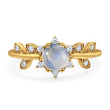 Art Deco Round Natural Stone Floral Ring