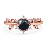 Art Deco Round Natural Stone Floral Ring