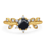 Art Deco Round Natural Stone Floral Ring