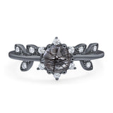 Art Deco Round Natural Stone Floral Ring